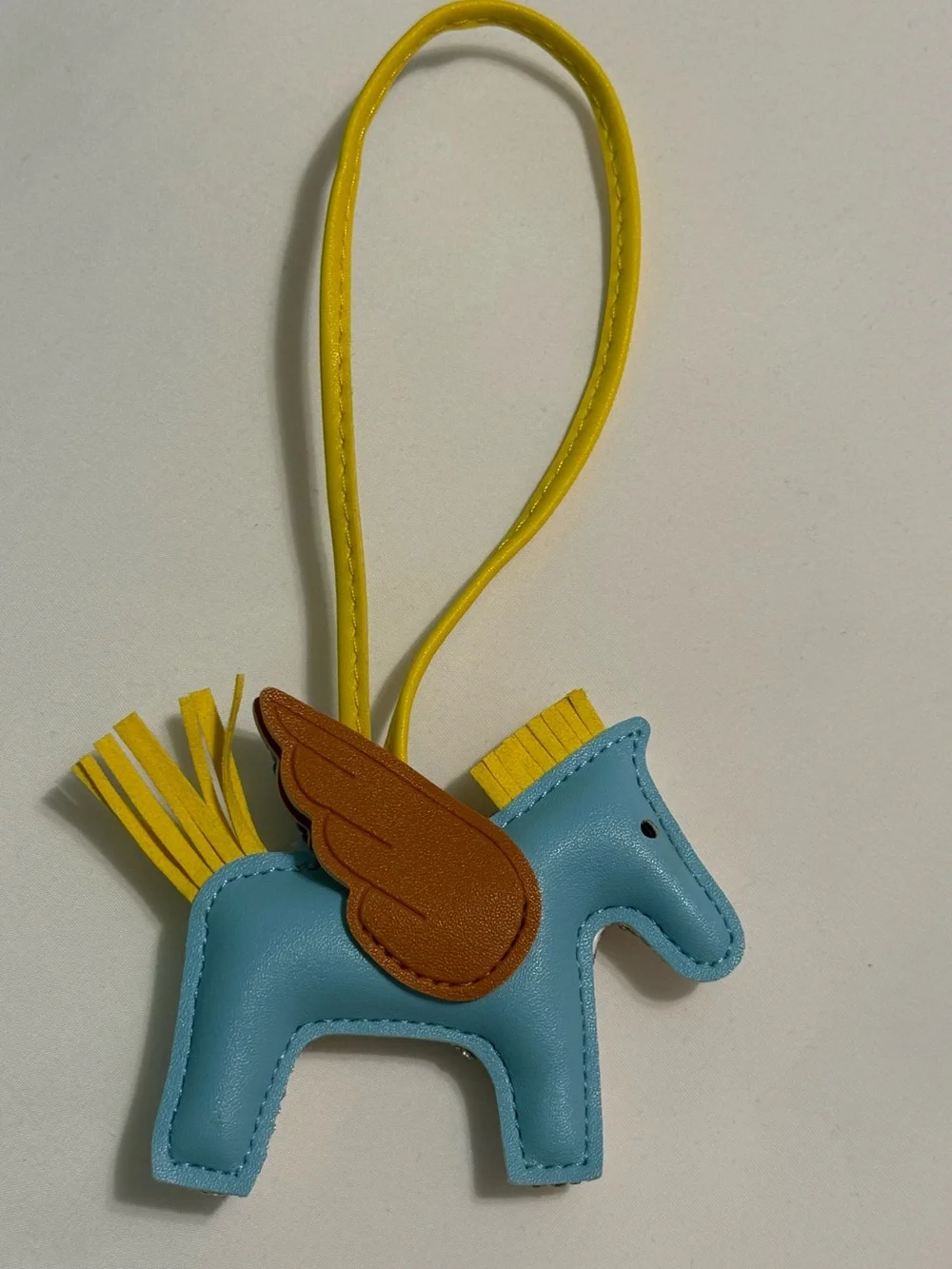 Rhinestone Sparkling Silver Yellow Blue Winged Horse Bag Charm - NWOT